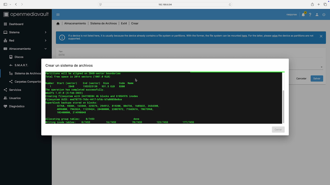 OpenMediaVault setup