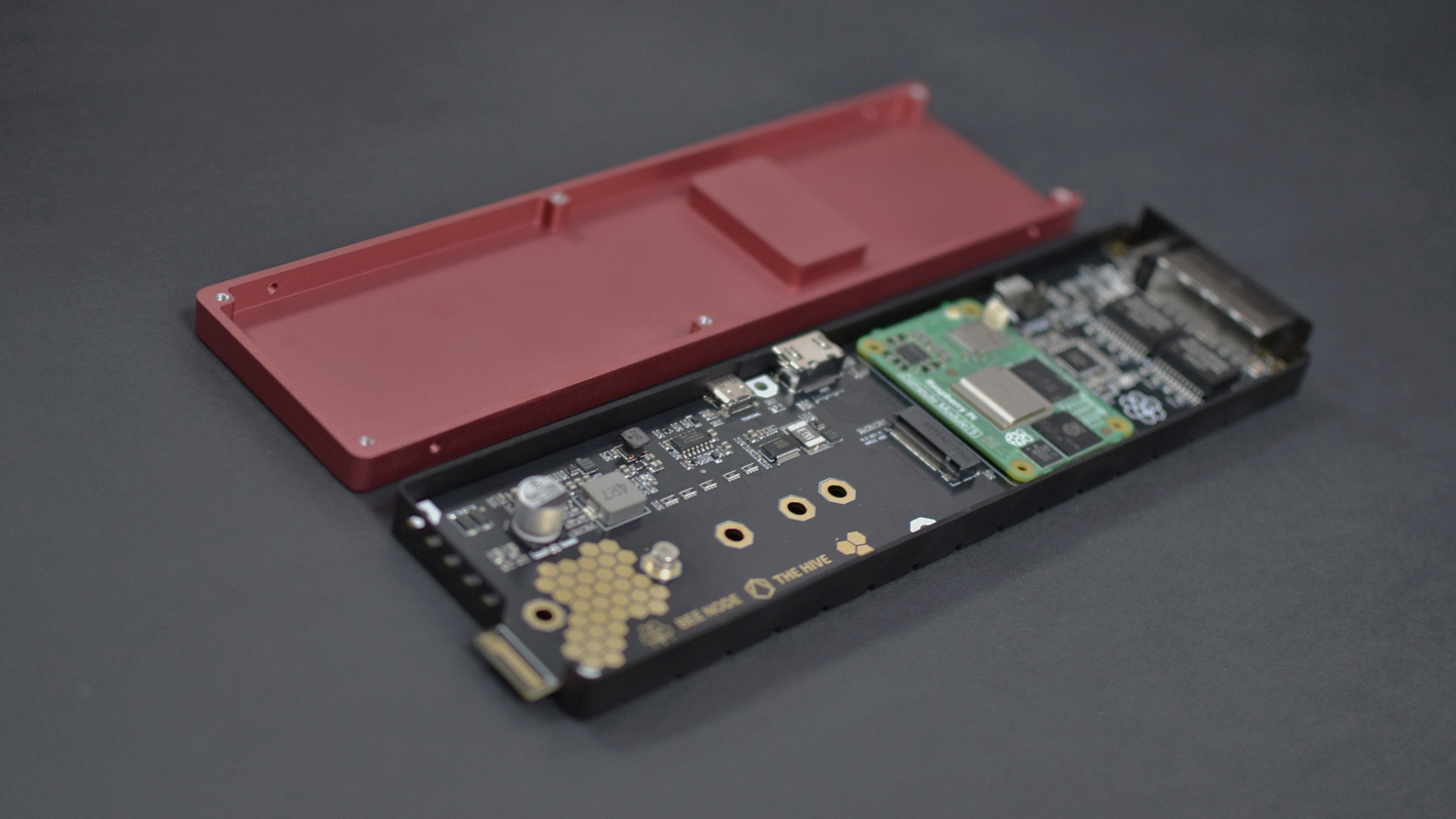 Raspberry Pi Compute Module 5 ARM cluster node board and aluminium enclosure