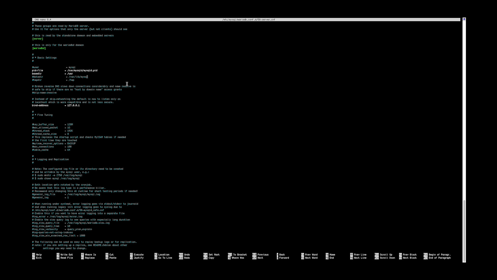 Mariadb setup via SSH