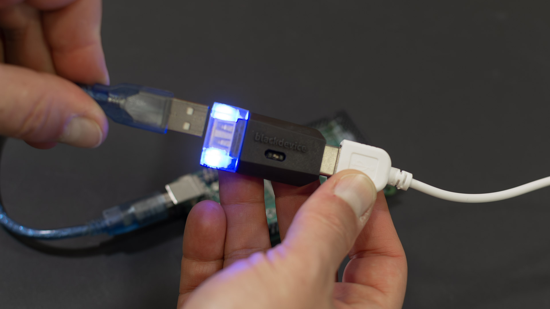 Testing the USBSafe port protector on the bench
