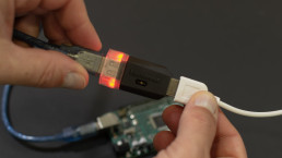 Testing the USBSafe port protector on the bench