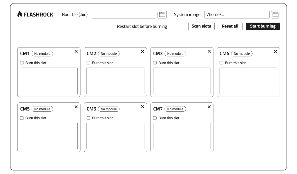 FlashRock software platform UI